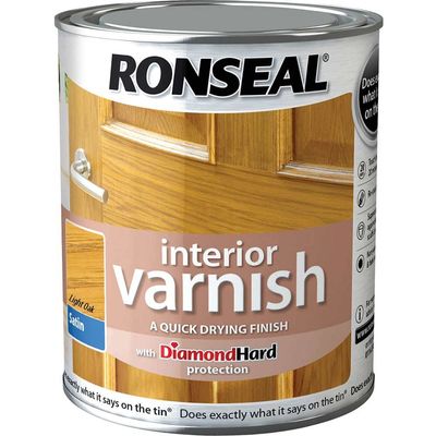 Ronseal 36821 Interior Varnish Quick Dry Satin Light Oak 250Ml