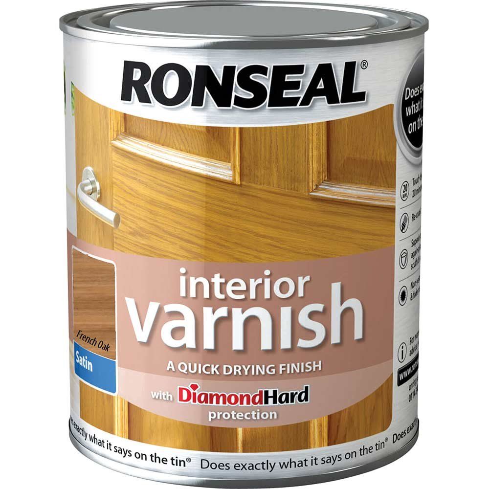Ronseal 36823 Interior Varnish Quick Dry Satin French Oak 250Ml - Image 1