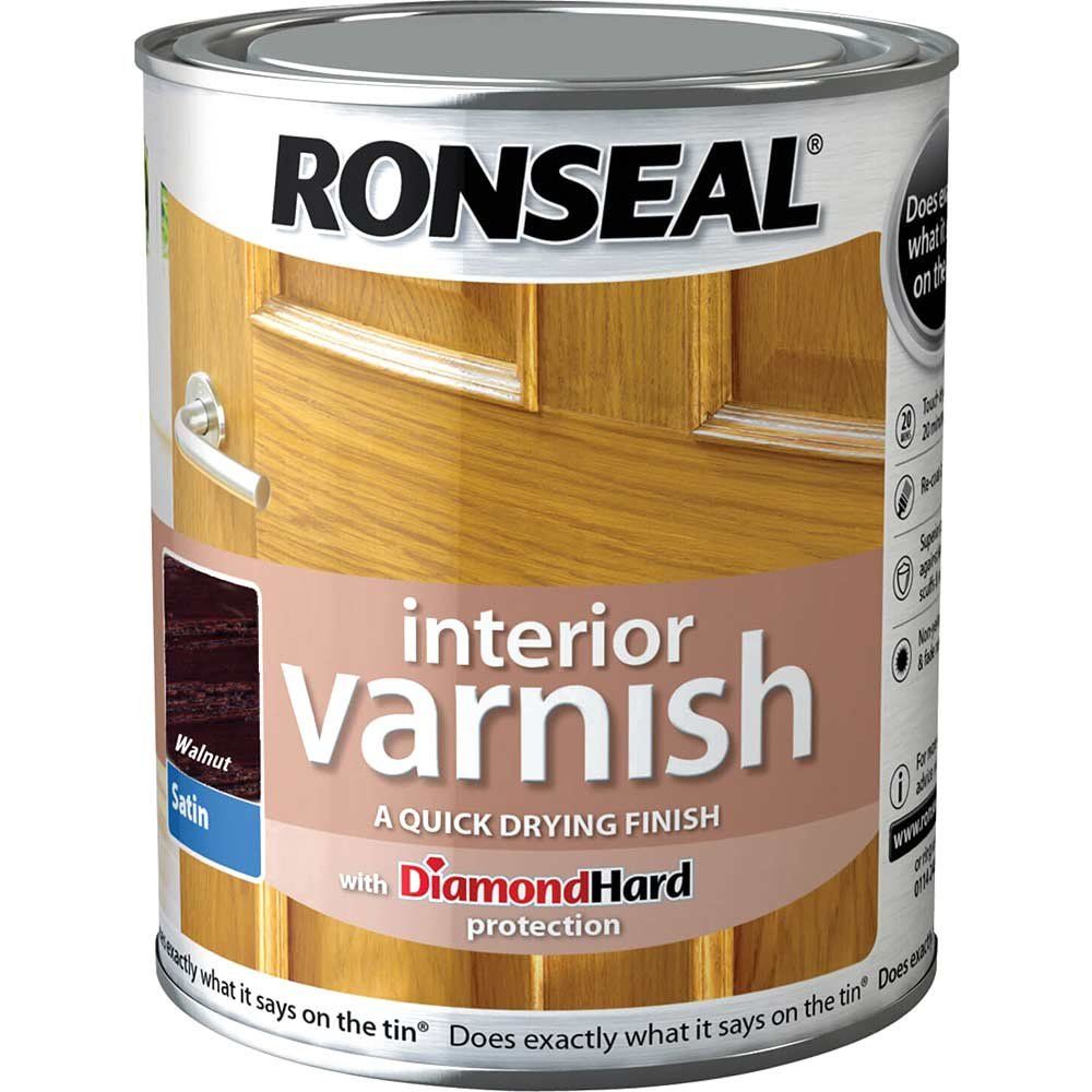Ronseal 36829 Interior Varnish Quick Dry Satin Walnut 250Ml - Image 1