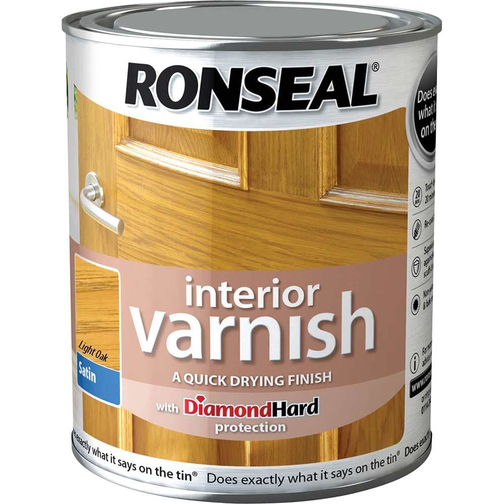 Ronseal 36833 Interior Varnish Quick Dry Satin Light Oak 750Ml - Image 1