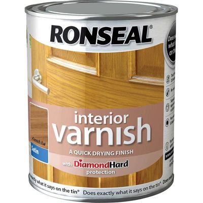 Ronseal 36835 Interior Varnish Quick Dry Satin French Oak 750Ml
