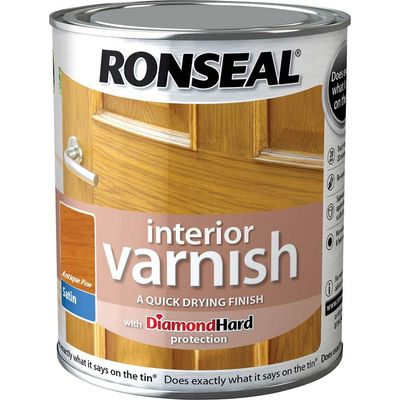 Ronseal 36837 Interior Varnish Quick Dry Satin Antique Pine 750Ml
