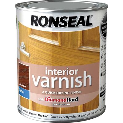 Ronseal 36838 Interior Varnish Quick Dry Satin Dark Oak 750Ml