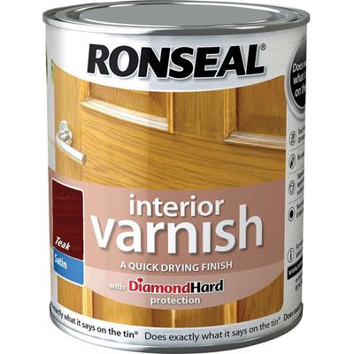 Ronseal 36839 Interior Varnish Quick Dry Satin Teak 750Ml