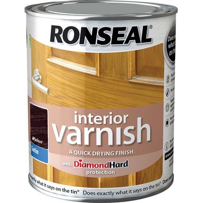Ronseal 36841 Interior Varnish Quick Dry Satin Walnut 750Ml