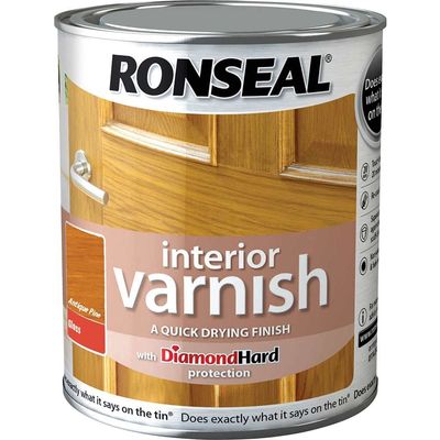Ronseal 36843 Interior Varnish Quick Dry Gloss Antique Pine 250Ml