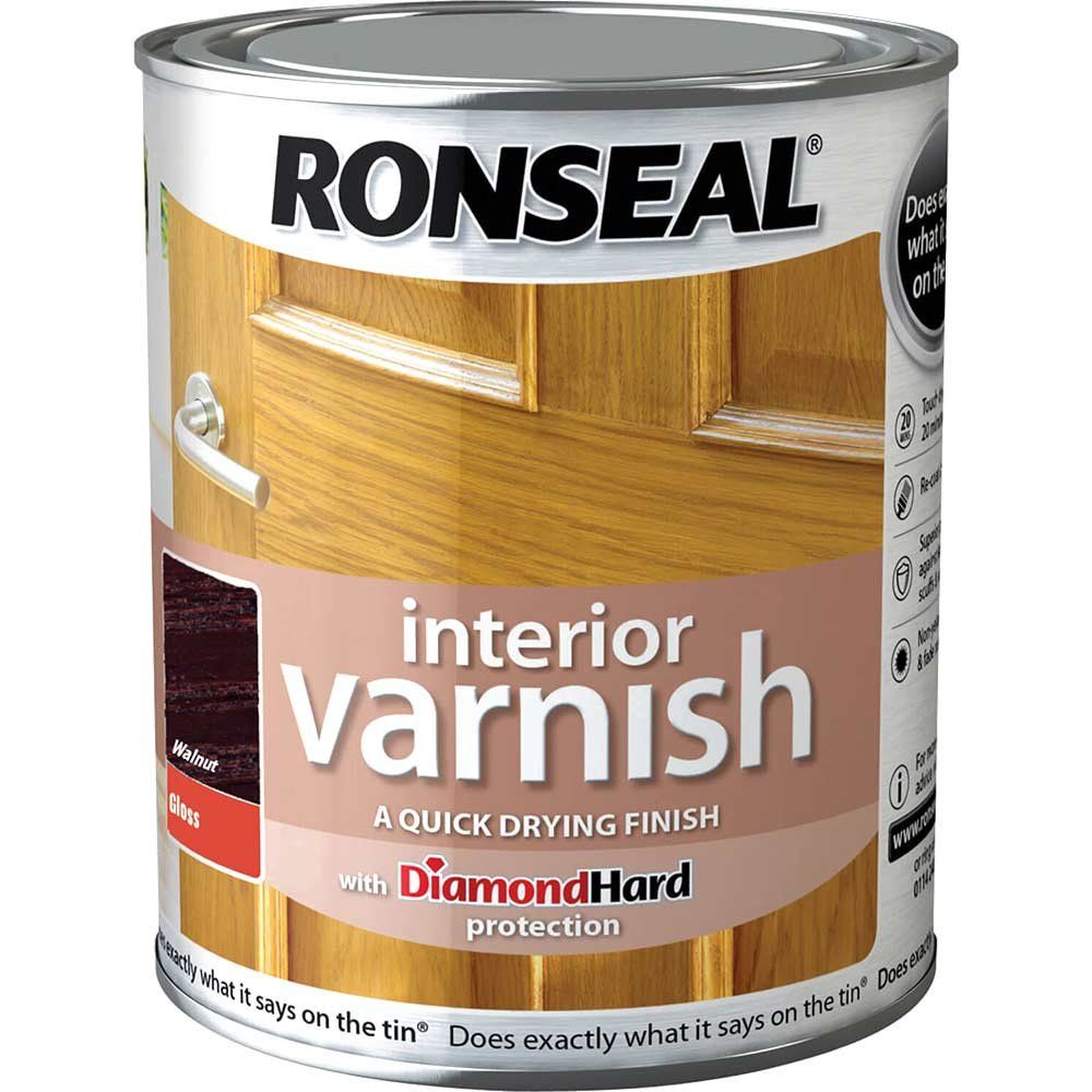 Ronseal 36847 Interior Varnish Quick Dry Gloss Walnut 250Ml - Image 1