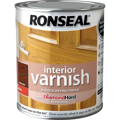 Ronseal 36850 Interior Varnish Quick Dry Gloss Dark Oak 750Ml