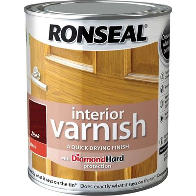 Ronseal 36851 Interior Varnish Quick Dry Gloss Teak 750Ml