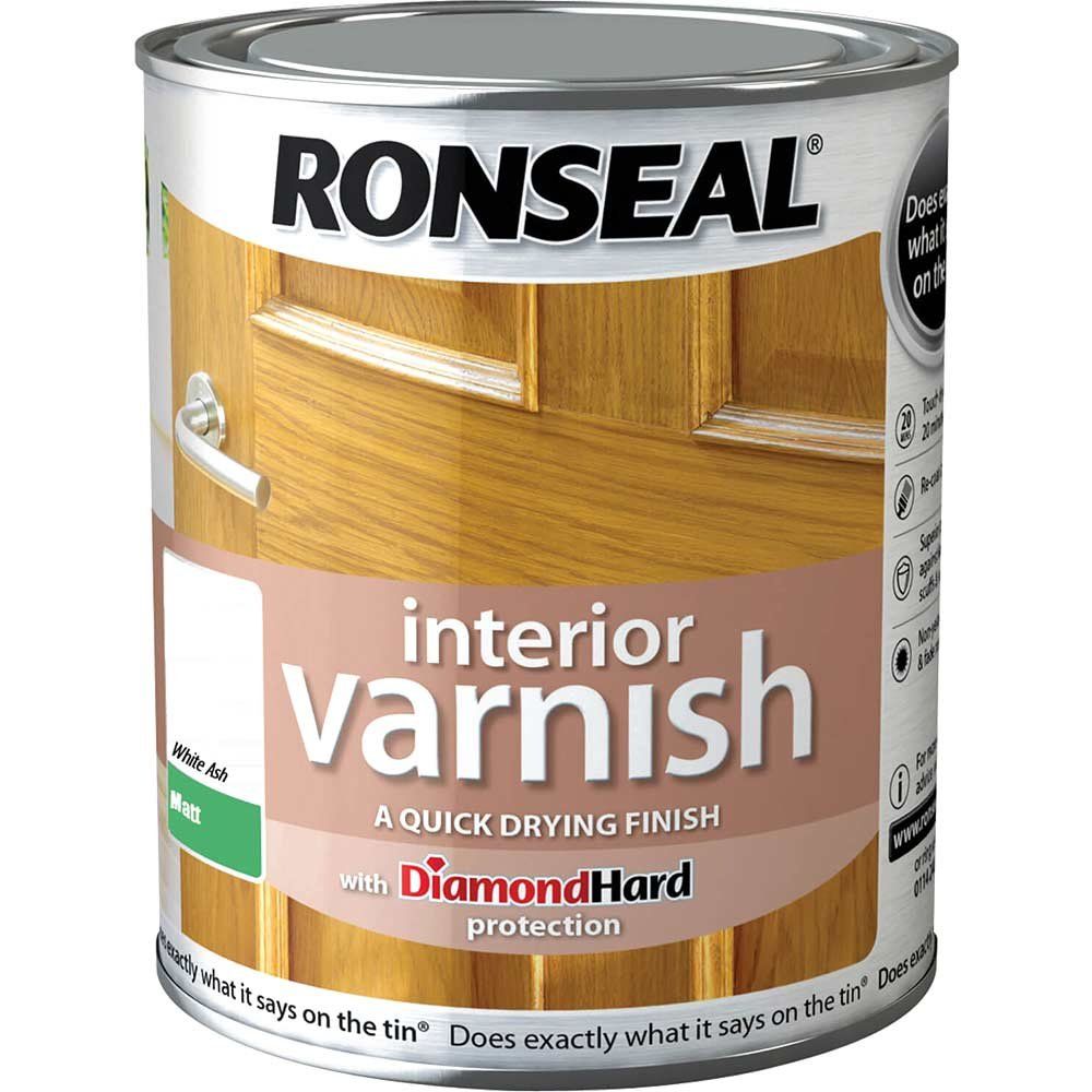 Ronseal 36866 Interior Varnish Quick Dry Matt White Ash 750Ml - Image 1