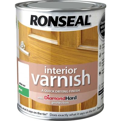 Ronseal 36866 Interior Varnish Quick Dry Matt White Ash 750Ml