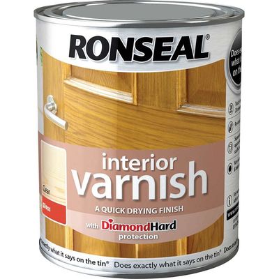 Ronseal 36874 Interior Varnish Quick Dry Gloss Clear 750Ml
