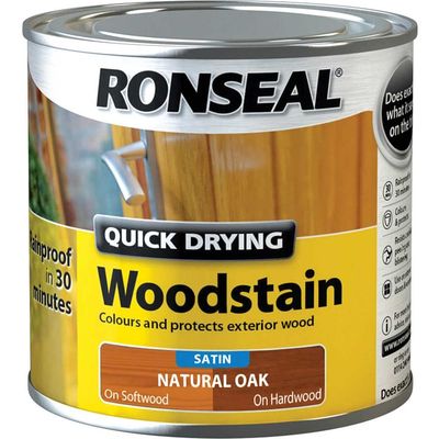 Ronseal 36945 Quick Drying Woodstain Satin Natural Oak 250Ml