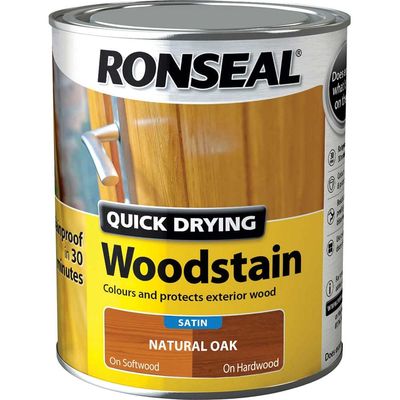 Ronseal 36946 Quick Drying Woodstain Satin Natural Oak 750Ml