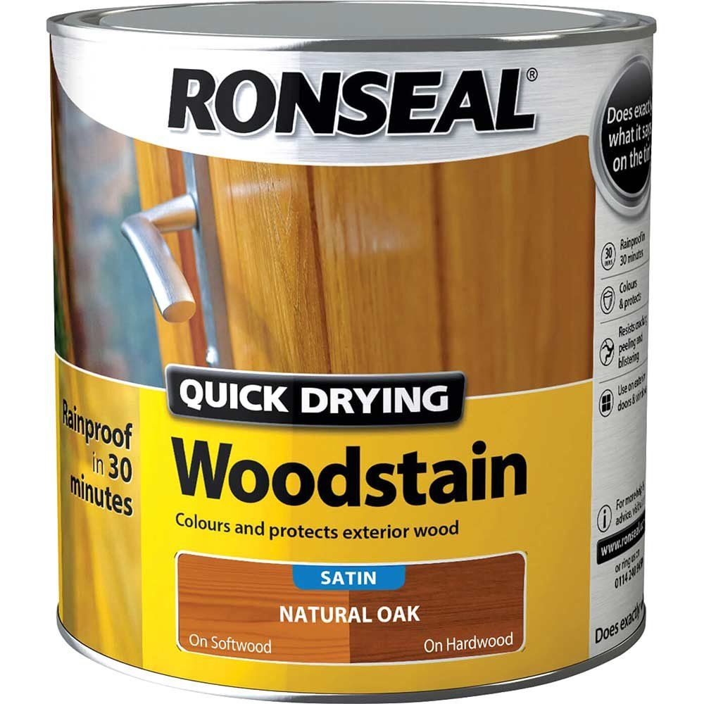 Ronseal 36947 Quick Drying Woodstain Satin Natural Oak 2.5 Litre - Image 1