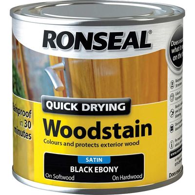 Ronseal 36951 Quick Drying Woodstain Satin Ebony 250Ml