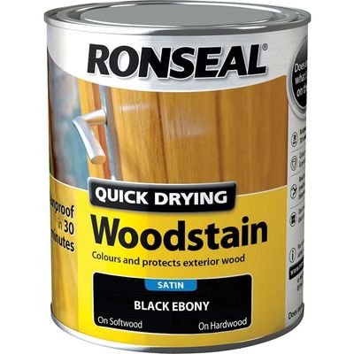 Ronseal 36952 Quick Drying Woodstain Satin Ebony 750Ml