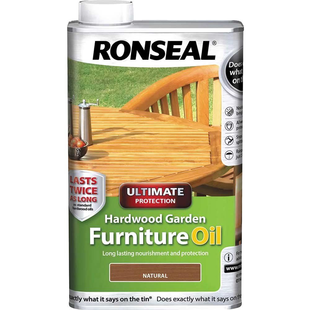 Ronseal 37355 Ultimate Protection Hardwood Garden Furniture Oil Natural Clear 500Ml - Image 1