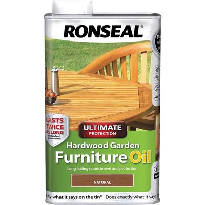 Ronseal 37356 Ultimate Protection Hardwood Garden Furniture Oil Natural 1 Litre