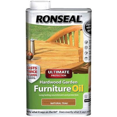 Ronseal 37358 Ultimate Protection Hardwood Garden Furniture Oil Natural Teak 1 Litre