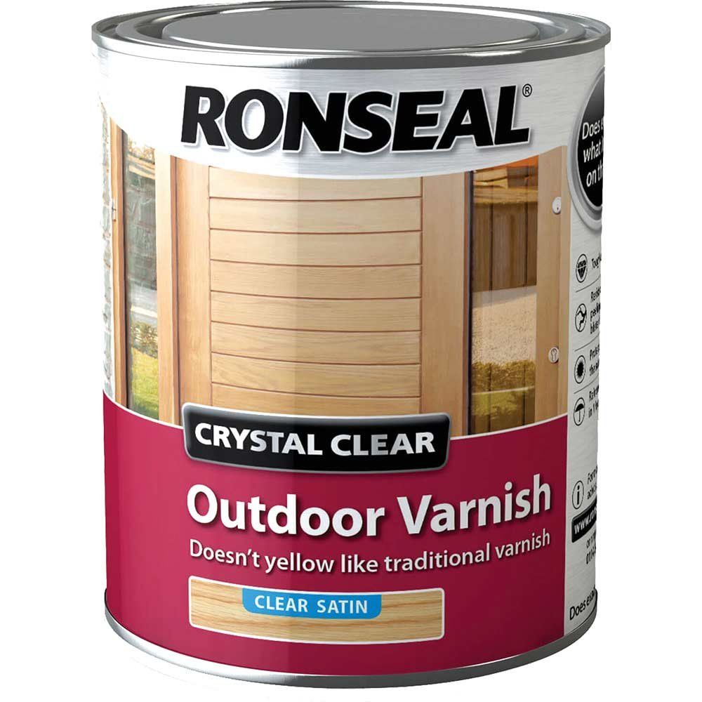 Ronseal 37365 Crystal Clear Outdoor Varnish Satin 750Ml - Image 1