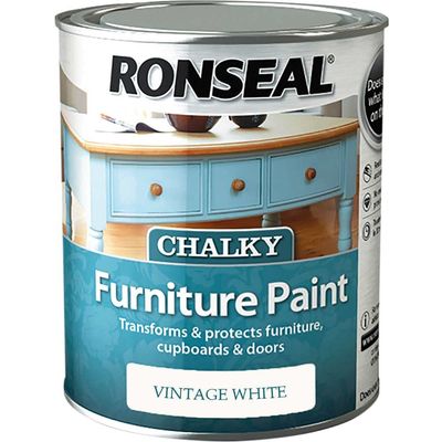 Ronseal 37482 Chalky Furniture Paint Vintage White 750Ml