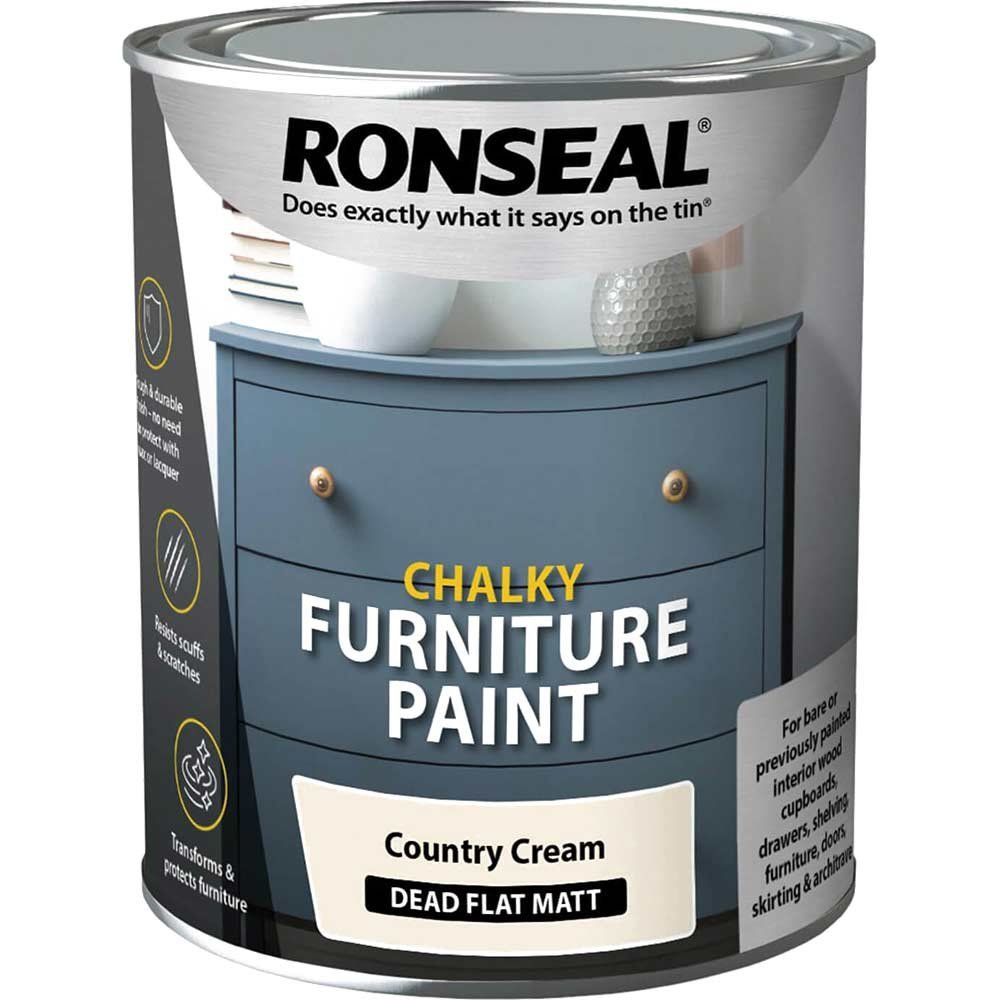 Ronseal 37483 Chalky Furniture Paint Country Cream 750Ml - Image 1