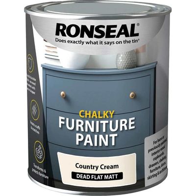 Ronseal 37483 Chalky Furniture Paint Country Cream 750Ml