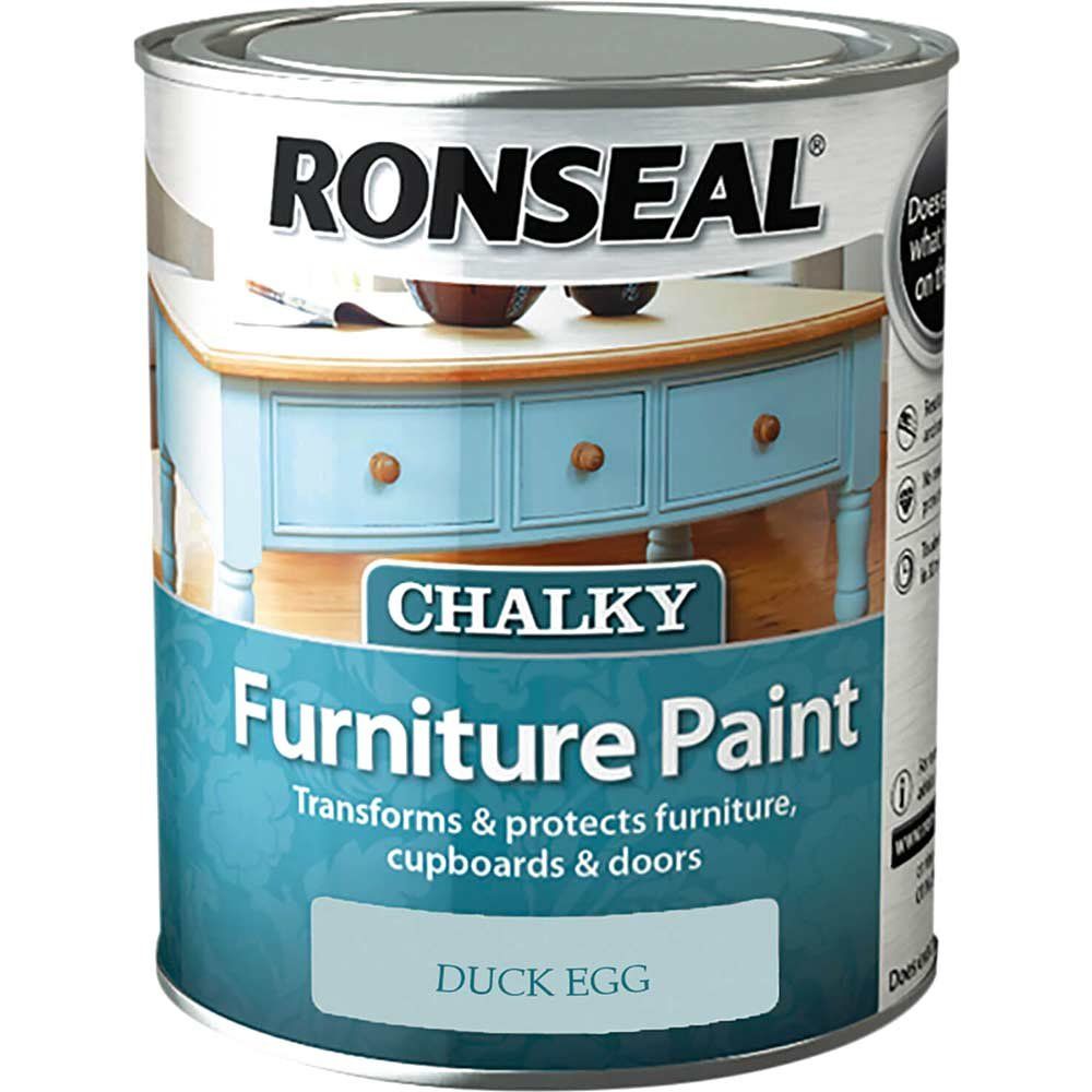 Ronseal 37486 Chalky Furniture Paint Duck Egg 750Ml - Image 1