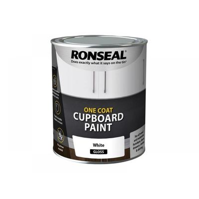 Ronseal 37498 One Coat Cupboard Paint White Gloss 750Ml