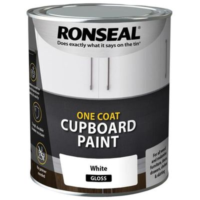 Ronseal 37498 One Coat Cupboard Paint White Gloss 750Ml - Thumbnail 2