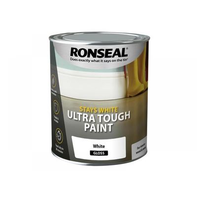 Ronseal 37522 Stays White Ultra Tough Paint Gloss White 750Ml