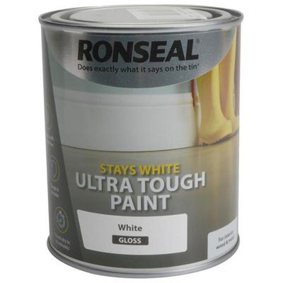 Ronseal 37522 Stays White Ultra Tough Paint Gloss White 750Ml - Thumbnail 2
