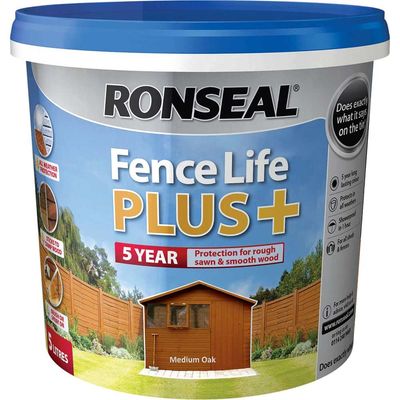 Ronseal 37622 Fence Life Plus+ Medium Oak 5 Litre
