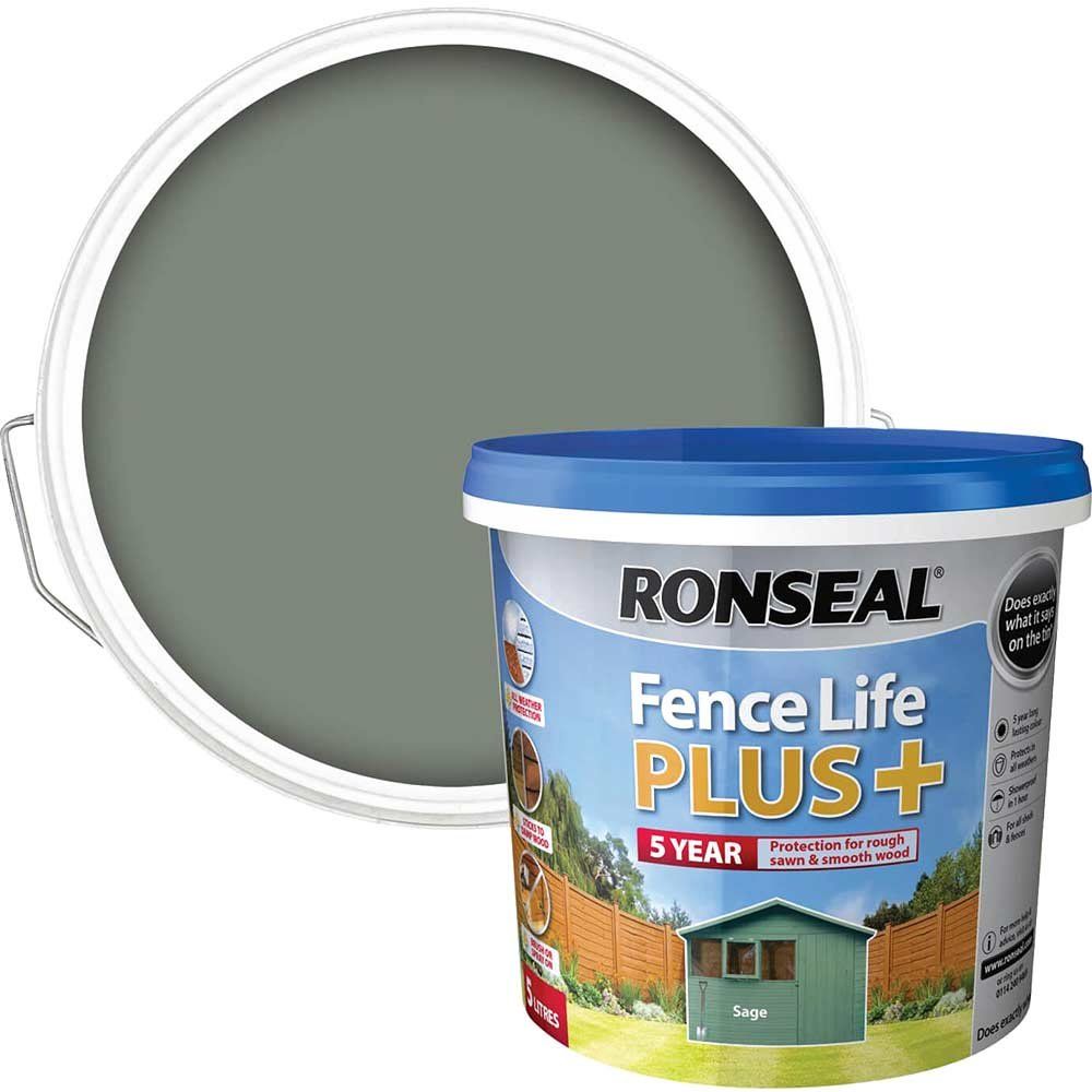 Ronseal 37627 Fence Life Plus+ Sage 5 Litre - Image 1
