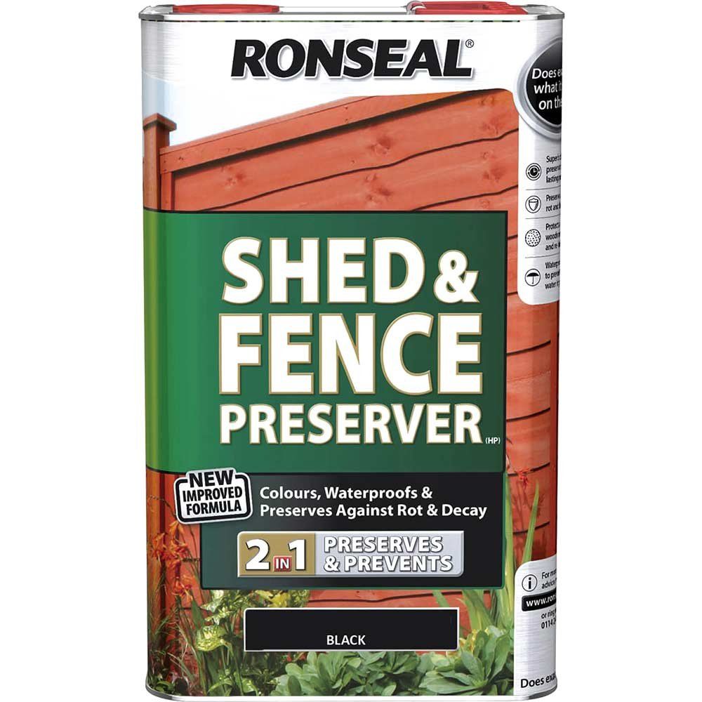 Ronseal 37653 Shed & Fence Preserver Black 5 Litre - Image 1