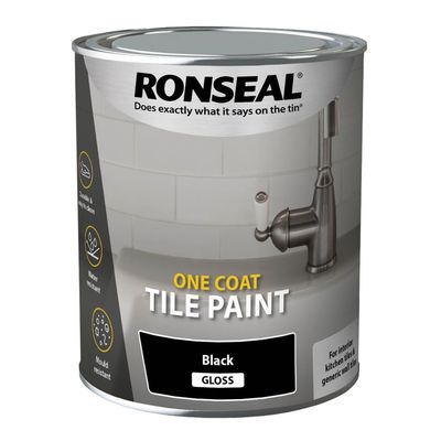 Ronseal 37674 One Coat Tile Paint Black Gloss 750Ml