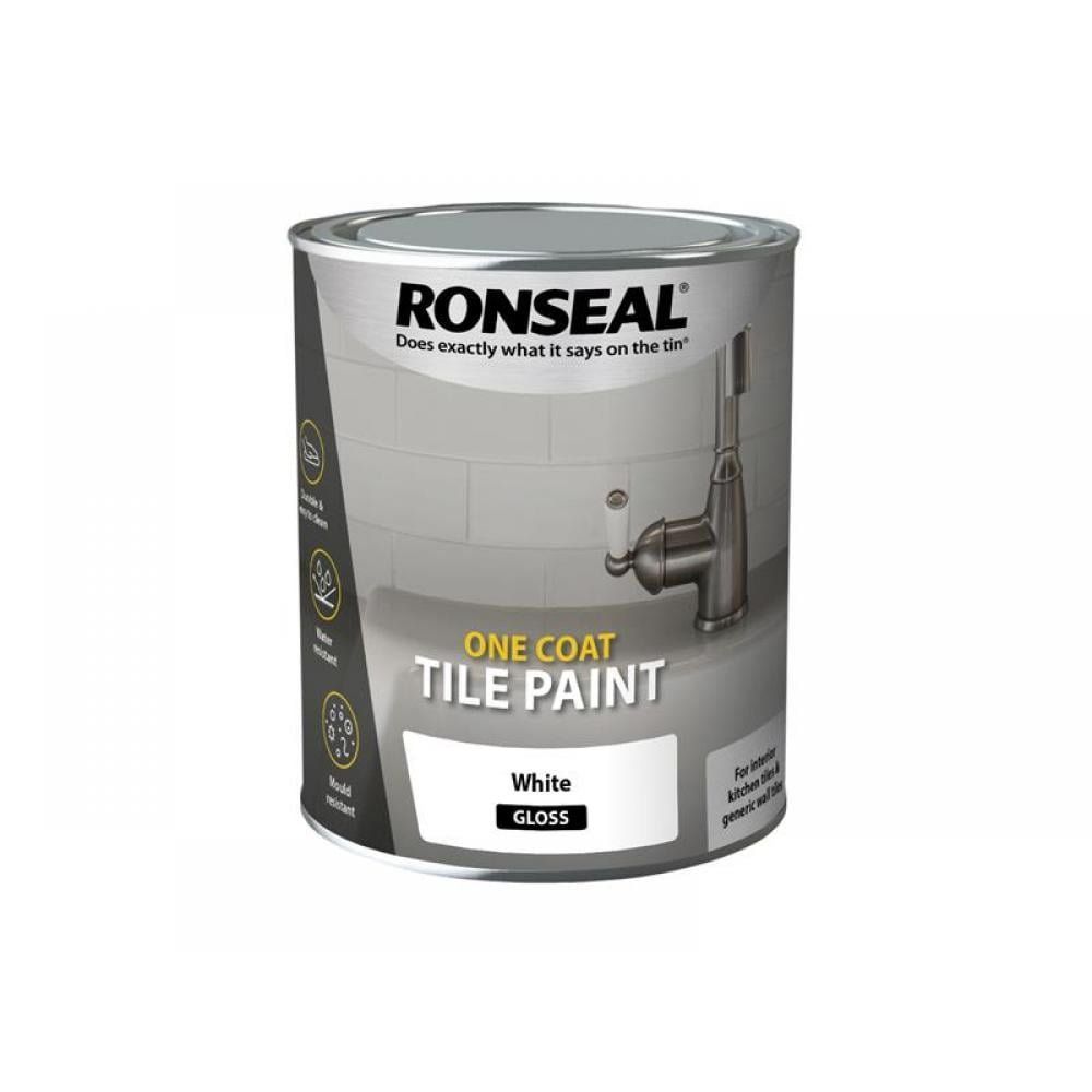 Ronseal One Coat Tile Paint 750ml - White - Image 1