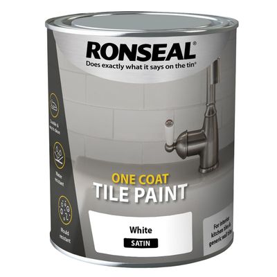 Ronseal 37683 One Coat Tile Paint White Satin 750Ml