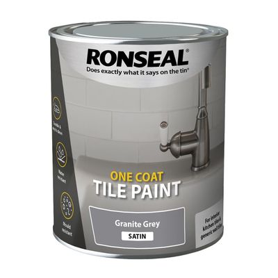 Ronseal 37685 One Coat Tile Paint Granite Grey Satin 750Ml