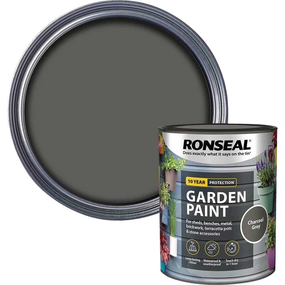 Ronseal 38263 Garden Paint Charcoal Grey 750Ml - Image 1