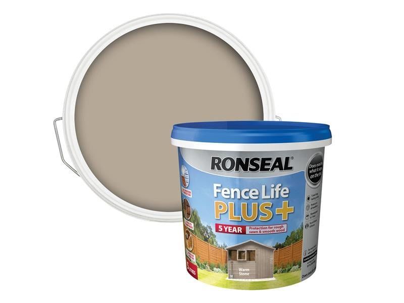 Ronseal 38396 Fence Life Plus+ Warm Stone 5 Litre - Image 1