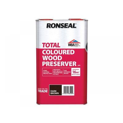 Ronseal 38590 Trade Total Wood Preserver Dark Brown 5 Litre