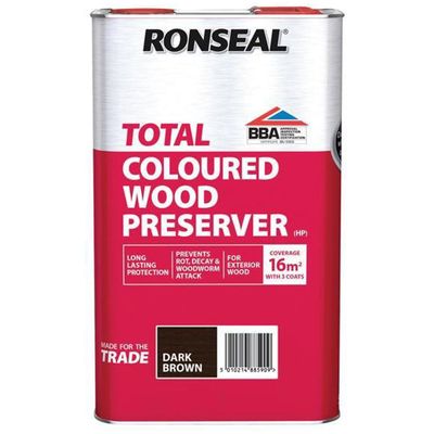 Ronseal 38590 Trade Total Wood Preserver Dark Brown 5 Litre - Thumbnail 2