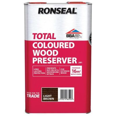 Ronseal 38592 Trade Total Wood Preserver Light Brown 5 Litre - Thumbnail 2