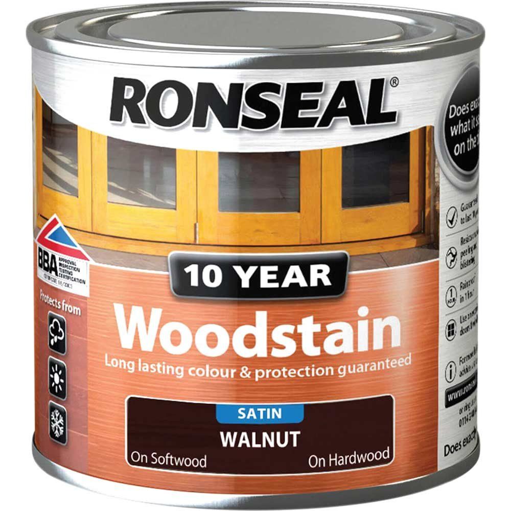 Ronseal 38671 10 Year Woodstain Walnut 250Ml - Image 1