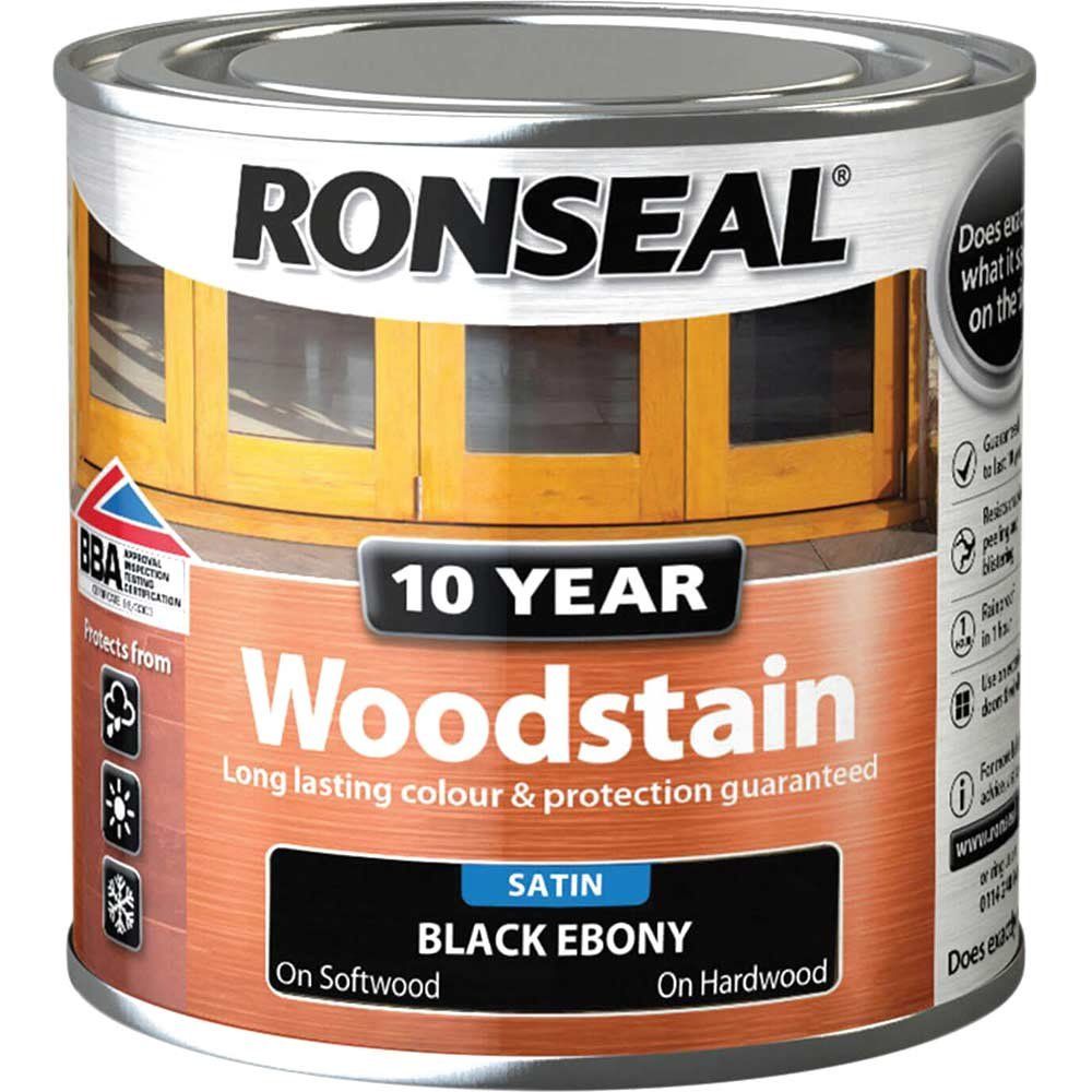 Ronseal 38673 10 Year Woodstain Ebony 250Ml - Image 1