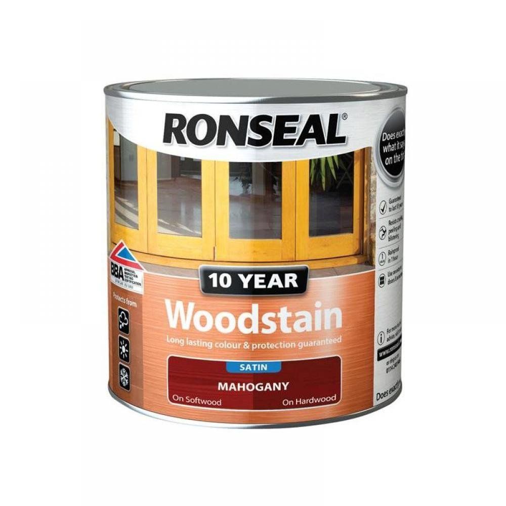 Ronseal 38674 10 Year Woodstain Mahogany 750Ml - Image 1