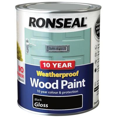 Ronseal 38772 10 Year Weatherproof Wood Paint Black Gloss 750Ml - Thumbnail 2