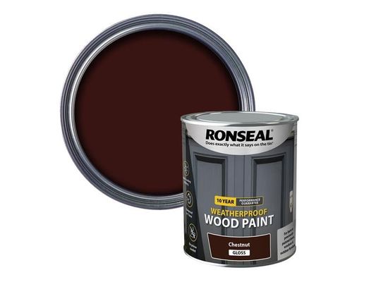 Ronseal 38775 10 Year Weatherproof Wood Paint Chestnut Gloss 750Ml